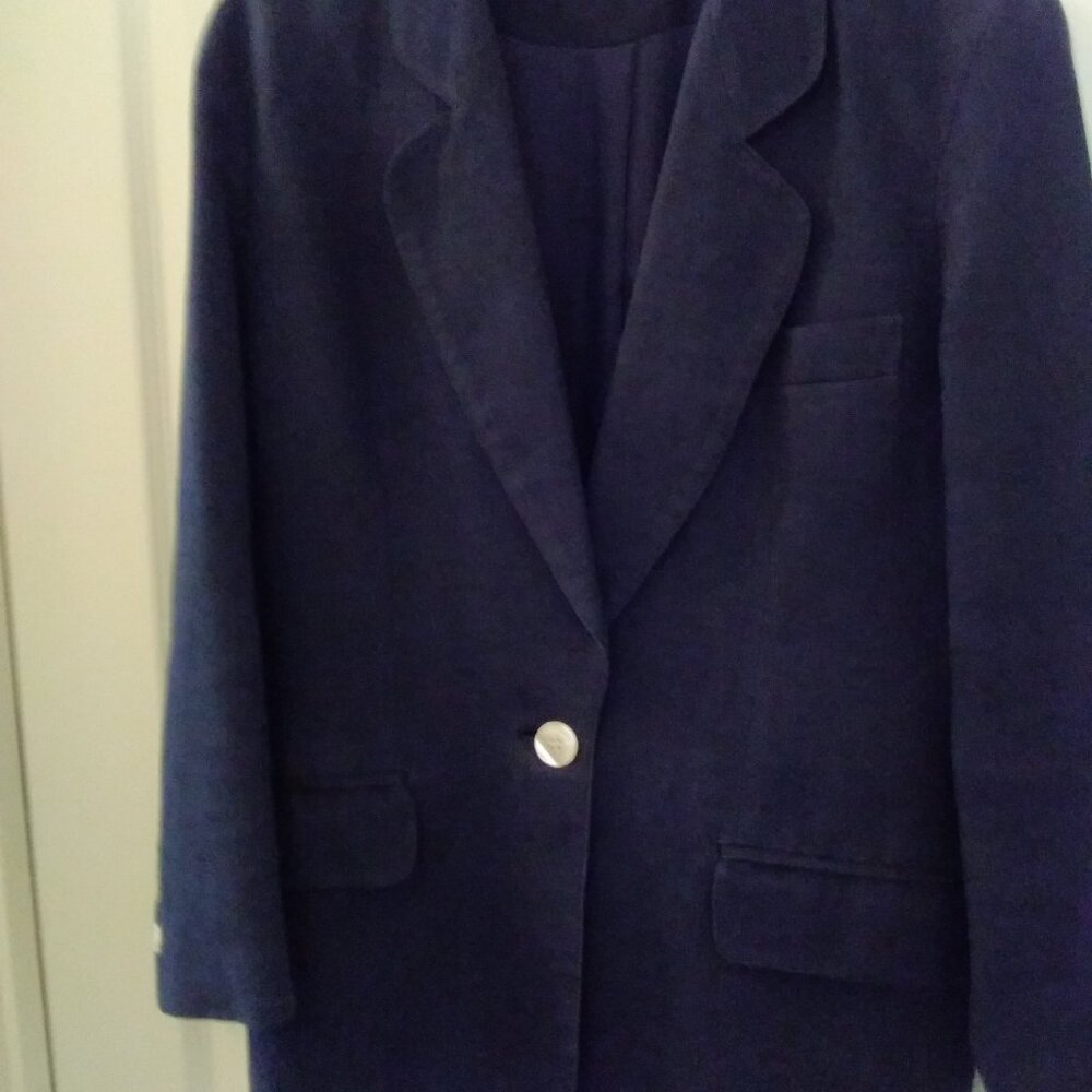 PINSTRIPES PETITES NAVY LINEN BLAZER